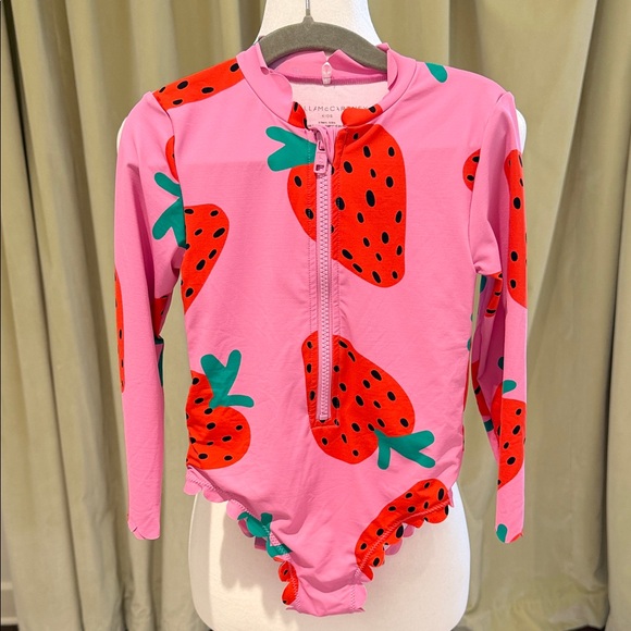 Stella McCartney Kids Other - Stella McCartney Kids - Pink Strawberry Print Long Sleeve Swimsuit - Size: 6Y